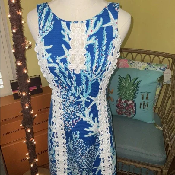 Lilly Pulitzer NWT Ember Shift Brewster Blue Good Reef 🦄 GRAIL! Size 4 - Picture 14 of 16